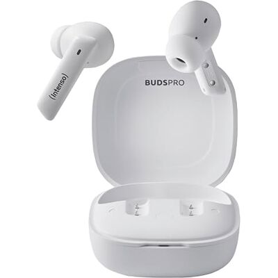 Intenso Buds Pro TWS T512HAE Draadloze hoofdtelefoon met ANC, ENC, Bluetooth, tot 35 uur muziekweergave, wit Intenso Buds Pro TWS T512HAE Draadloze hoofdtelefoon met ANC, ENC, Bluetooth, tot 35 uur muziekweergave, wit