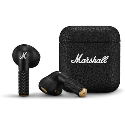 Marshall Minor IV Draadloze Bluetooth-hoofdtelefoon, hoofdtelefoon, zwart Meer dan 30 uur speeltijd met oplaadkoffer, microfoon voor oproepen, IPX4 waterdicht ontwerp Marshall Minor IV Draadloze Bluetooth-hoofdtelefoon, hoofdtelefoon, zwart Meer dan 30 uur speeltijd met oplaadkoffer, microfoon voor oproepen, IPX4 waterdicht ontwerp