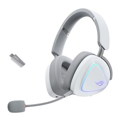 Asus ROG Delta II draadloze gaming-headset, 2,4 GHz verbinding en bluetooth, grote en authentieke DualFlow audio, 50 mm titanium gecoate driver, voor pc, Mac, PS, Switch, Android, wit Asus ROG Delta II draadloze gaming-headset, 2,4 GHz verbinding en bluetooth, grote en authentieke DualFlow audio, 50 mm titanium gecoate driver, voor pc, Mac, PS, Switch, Android, wit