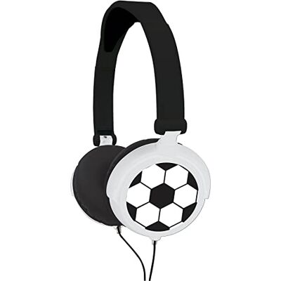 Lexibook HP015FO Voetbal Stereohoofdtelefoon voor kinderen, beperkt geluidsvermogen, opvouwbaar en verstelbaar, zwart/wit Lexibook HP015FO Voetbal Stereohoofdtelefoon voor kinderen, beperkt geluidsvermogen, opvouwbaar en verstelbaar, zwart/wit