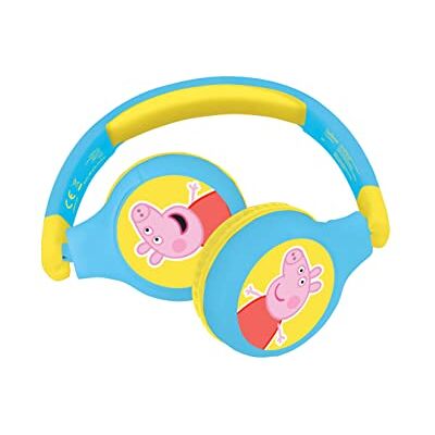 Lexibook HPBT010PP Peppa Pig 2-in-1 Bluetooth-hoofdtelefoon voor kinderen, bekabeld, stereo, draadloos, beperkt volume, opvouwbaar, verstelbaar, geel/blauw Lexibook HPBT010PP Peppa Pig 2-in-1 Bluetooth-hoofdtelefoon voor kinderen, bekabeld, stereo, draadloos, beperkt volume, opvouwbaar, verstelbaar, geel/blauw