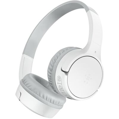 Belkin SoundForm Mini-hoofdtelefoon, draadloos, voor kinderen, met microfoon, wit Belkin SoundForm Mini-hoofdtelefoon, draadloos, voor kinderen, met microfoon, wit