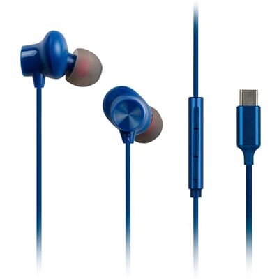 Panasonic RP-TCM225DEA USB-C in-ear hoofdtelefoon, bekabelde hoofdtelefoon met geïntegreerde microfoon en afstandsbediening, krachtige bas, aanpasbare pasvorm, 1,2 m kabel, blauw Panasonic RP-TCM225DEA USB-C in-ear hoofdtelefoon, bekabelde hoofdtelefoon met geïntegreerde microfoon en afstandsbediening, krachtige bas, aanpasbare pasvorm, 1,2 m kabel, blauw