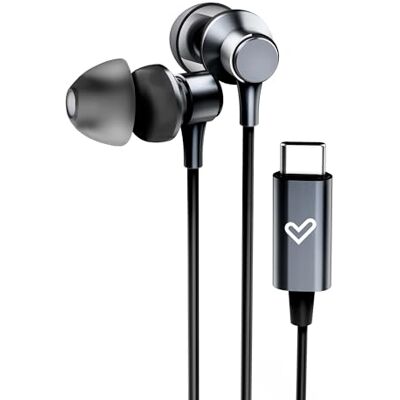 Energy Sistem Metallized Type C In-ear hoofdtelefoon (type C-aansluiting, microfoon, volumeregeling, aluminium, gerecycled kunststof), zwart Energy Sistem Metallized Type C In-ear hoofdtelefoon (type C-aansluiting, microfoon, volumeregeling, aluminium, gerecycled kunststof), zwart