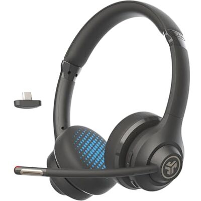 JLab Go Work Draadloze Bluetooth-hoofdtelefoon met microfoon, 2e generatie + 55 uur batterijduur, Bluetooth of USB-C-dongle met multipoint-verbinding voor computers, laptops met of zonder kabel JLab Go Work Draadloze Bluetooth-hoofdtelefoon met microfoon, 2e generatie + 55 uur batterijduur, Bluetooth of USB-C-dongle met multipoint-verbinding voor computers, laptops met of zonder kabel