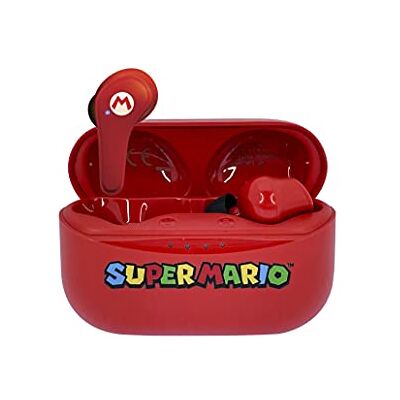 OTL Technologies Draadloze Bluetooth V5.0 Super Mario kinderhoofdtelefoon met rode oplaadbox. OTL Technologies Draadloze Bluetooth V5.0 Super Mario kinderhoofdtelefoon met rode oplaadbox.