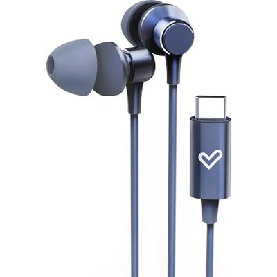 Energy Sistem Metallized Type C In-ear hoofdtelefoon (type C-aansluiting, microfoon, volumeregeling, aluminium, gerecycled kunststof) blauw Energy Sistem Metallized Type C In-ear hoofdtelefoon (type C-aansluiting, microfoon, volumeregeling, aluminium, gerecycled kunststof) blauw