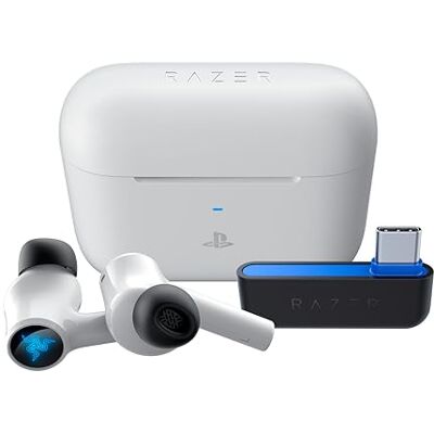 Razer Hammerhead HyperSpeed – draadloze gaming-hoofdtelefoon voor PlayStation (draadloze HyperSpeed, actieve ruisonderdrukking, Bluetooth 5.2, tot 30 uur batterij), wit Razer Hammerhead HyperSpeed – draadloze gaming-hoofdtelefoon voor PlayStation (draadloze HyperSpeed, actieve ruisonderdrukking, Bluetooth 5.2, tot 30 uur batterij), wit