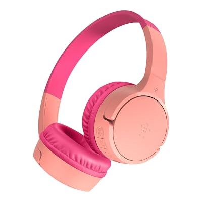 Belkin SoundForm Mini-hoofdtelefoon, draadloos, voor kinderen, met microfoon, roze Belkin SoundForm Mini-hoofdtelefoon, draadloos, voor kinderen, met microfoon, roze