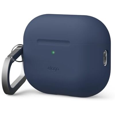 elago Premium siliconen hoes voor AirPods Pro 3, met karabijnhaak, valbescherming, voorzijde met zichtbare led, stofdicht, draadloos opladen (Jean Indigo) elago Premium siliconen hoes voor AirPods Pro 3, met karabijnhaak, valbescherming, voorzijde met zichtbare led, stofdicht, draadloos opladen (Jean Indigo)