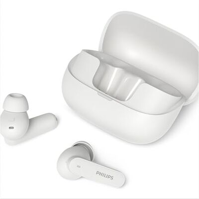Philips TAT3000WT True Wireless hoofdtelefoon met adaptieve ruisonderdrukking, 48 uur looptijd, SecureFit-oordopjes, 6 microfoons voor heldere oproepen, Bluetooth 6.0, Auracast, IPX4, wit Philips TAT3000WT True Wireless hoofdtelefoon met adaptieve ruisonderdrukking, 48 uur looptijd, SecureFit-oordopjes, 6 microfoons voor heldere oproepen, Bluetooth 6.0, Auracast, IPX4, wit