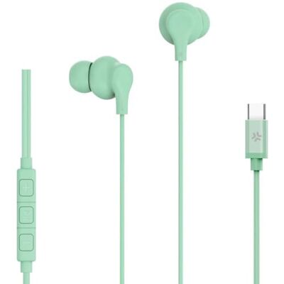 Celly , In-ear hoofdtelefoon met USB-C-kabel, met antwoordknop, volumeregeling, geïntegreerde microfoon, groen Celly , In-ear hoofdtelefoon met USB-C-kabel, met antwoordknop, volumeregeling, geïntegreerde microfoon, groen