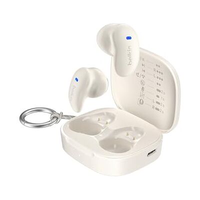 Belkin SoundForm Anywhere Draadloze Bluetooth-hoofdtelefoon, licht, comfortabel om te dragen, de hele dag, IPX4-gecertificeerd, voor iPhone, iPad, tablets, laptops, fietsen, sport enz., wit Belkin SoundForm Anywhere Draadloze Bluetooth-hoofdtelefoon, licht, comfortabel om te dragen, de hele dag, IPX4-gecertificeerd, voor iPhone, iPad, tablets, laptops, fietsen, sport enz., wit