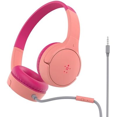 Belkin SoundForm Mini bedrade hoofdtelefoon (voor kinderen, over-ear, geïntegreerde microfoon, voor online leren, school, reizen, gaming, voor apparaten met 3,5 mm audiopoort, roze) Belkin SoundForm Mini bedrade hoofdtelefoon (voor kinderen, over-ear, geïntegreerde microfoon, voor online leren, school, reizen, gaming, voor apparaten met 3,5 mm audiopoort, roze)