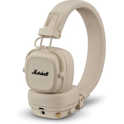 Marshall Major V Draadloze Bluetooth-hoofdtelefoon, crèmekleurig Meer dan 100 uur speeltijd, microfoon voor oproepen, licht en opvouwbaar ontwerp voor op reis, afneembare audiokabel Marshall Major V Draadloze Bluetooth-hoofdtelefoon, crèmekleurig Meer dan 100 uur speeltijd, microfoon voor oproepen, licht en opvouwbaar ontwerp voor op reis, afneembare audiokabel