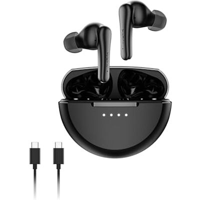 Belkin SoundForm Rhythm True Wireless hoofdtelefoon met ANC en geïntegreerde microfoon, actieve ruisonderdrukking, USB-C snel opladen, 28 uur batterijduur, IPX5 waterdicht, Bluetooth, zwart Belkin SoundForm Rhythm True Wireless hoofdtelefoon met ANC en geïntegreerde microfoon, actieve ruisonderdrukking, USB-C snel opladen, 28 uur batterijduur, IPX5 waterdicht, Bluetooth, zwart