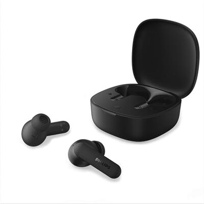 Philips TAT2100BK True Wireless hoofdtelefoon, Bluetooth 6.0, 36 uur batterijduur, 4 microfoons voor heldere oproepen, spatwaterdicht IPX4, oplaadbox in zakformaat, zwart Philips TAT2100BK True Wireless hoofdtelefoon, Bluetooth 6.0, 36 uur batterijduur, 4 microfoons voor heldere oproepen, spatwaterdicht IPX4, oplaadbox in zakformaat, zwart
