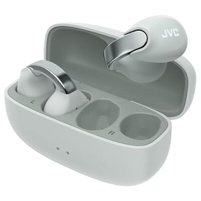 JVC Nearphones Draadloze hoofdtelefoon in oorschelpstijl (oorsieraad) met glanzende ring, comfortabele pasvorm, multipoint-verbinding, Bluetooth 5.3, 24 uur batterijduur, HA-NP1T-H (hemelsgrijs) JVC Nearphones Draadloze hoofdtelefoon in oorschelpstijl (oorsieraad) met glanzende ring, comfortabele pasvorm, multipoint-verbinding, Bluetooth 5.3, 24 uur batterijduur, HA-NP1T-H (hemelsgrijs)