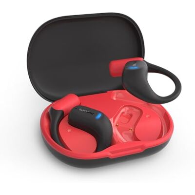 Philips Audio TAA6709 Sports Headphones, True Wireless Air Conduction Open Ear Sports 5.3 Bluetooth Headphones, 28 uur speeltijd, IP55 stof/waterbescherming, Slimline Charging Case Rood en Zwart Philips Audio TAA6709 Sports Headphones, True Wireless Air Conduction Open Ear Sports 5.3 Bluetooth Headphones, 28 uur speeltijd, IP55 stof/waterbescherming, Slimline Charging Case Rood en Zwart
