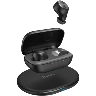 Hama True Wireless in ear hoofdtelefoon (bluetooth-hoofdtelefoon, muziekduur, 4 uur batterij, 12 uur gesprekstijd, in-ear hoofdtelefoon met draadloos opladen en Hama True Wireless in ear hoofdtelefoon (bluetooth-hoofdtelefoon, muziekduur, 4 uur batterij, 12 uur gesprekstijd, in-ear hoofdtelefoon met draadloos opladen en