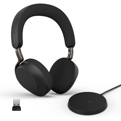Jabra Evolve3 75 draadloze bluetooth-on-ear hoofdtelefoon met microfoon, spraakgestuurde actieve ruisonderdrukking, 22 uur batterijduur, snellaadfunctie, USB-A, draadloze lading, zwart Jabra Evolve3 75 draadloze bluetooth-on-ear hoofdtelefoon met microfoon, spraakgestuurde actieve ruisonderdrukking, 22 uur batterijduur, snellaadfunctie, USB-A, draadloze lading, zwart