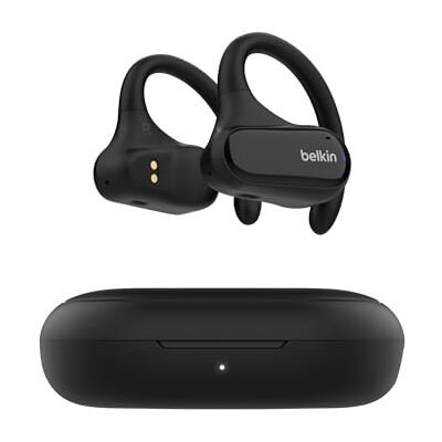 Belkin SoundForm ClearFit draadloze hoofdtelefoon met vrije oren (lichte en comfortabele hoofdtelefoon, IPX5 waterdicht, draadloze bluetooth-hoofdtelefoon voor wandelen, fietsen, hardlopen enz.) zwart Belkin SoundForm ClearFit draadloze hoofdtelefoon met vrije oren (lichte en comfortabele hoofdtelefoon, IPX5 waterdicht, draadloze bluetooth-hoofdtelefoon voor wandelen, fietsen, hardlopen enz.) zwart