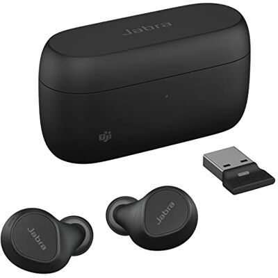 Jabra Evolve2 Buds True Wireless Bluetooth in-ear hoofdtelefoon, actieve ruisonderdrukking en MultiSensor Voice 4 microfoons, MS Teams gecertificeerd, compatibel met andere apps, zwart Jabra Evolve2 Buds True Wireless Bluetooth in-ear hoofdtelefoon, actieve ruisonderdrukking en MultiSensor Voice 4 microfoons, MS Teams gecertificeerd, compatibel met andere apps, zwart