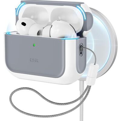 ESR Beschermhoes voor AirPods Pro 3, compatibel met AirPods Pro 3e generatie (2025), compatibel met MagSafe, volledige beschermhoes met polsband, wit ESR Beschermhoes voor AirPods Pro 3, compatibel met AirPods Pro 3e generatie (2025), compatibel met MagSafe, volledige beschermhoes met polsband, wit