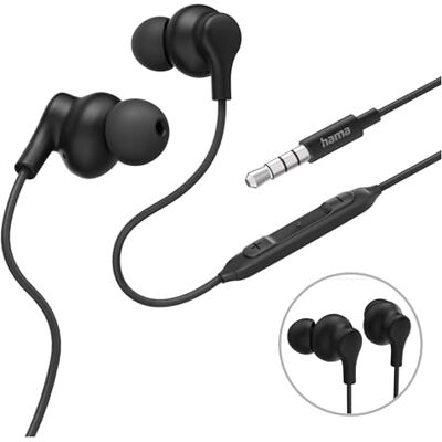 Hama Popply In-ear hoofdtelefoon met knikvrije microfoon, 3,5 mm, zwart Hama Popply In-ear hoofdtelefoon met knikvrije microfoon, 3,5 mm, zwart
