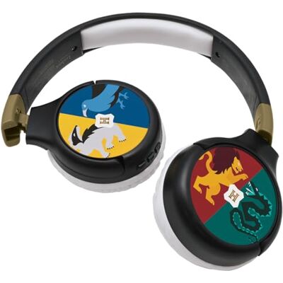 Lexibook Warner Harry Potter 2-in-1 Bluetooth en bekabelde hoofdtelefoon, stereo, draadloos, bekabeld, beperkt geluid, opvouwbaar, verstelbaar, oplaadbare batterij, zwart/grijs, HPBT010HP Lexibook Warner Harry Potter 2-in-1 Bluetooth en bekabelde hoofdtelefoon, stereo, draadloos, bekabeld, beperkt geluid, opvouwbaar, verstelbaar, oplaadbare batterij, zwart/grijs, HPBT010HP