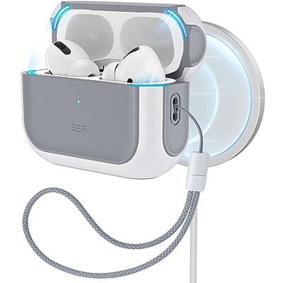 ESR AirPods Pro 2 hoes, compatibel met Airpods Pro 2e/1e generatie (2023/2022/2019), compatibel met MagSafe, volledige valbescherming met polsband, wit ESR AirPods Pro 2 hoes, compatibel met Airpods Pro 2e/1e generatie (2023/2022/2019), compatibel met MagSafe, volledige valbescherming met polsband, wit