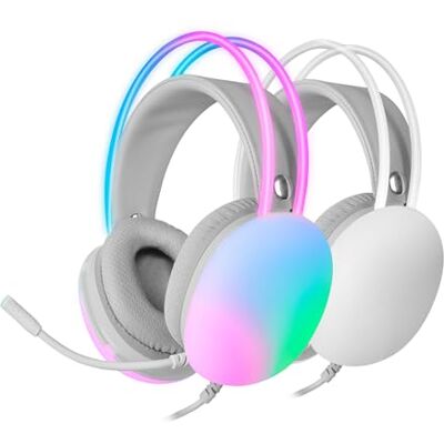 Mars Gaming MH-Glow wit, 360° Full Chroma RGB Flow hoofdtelefoon, ruisonderdrukkende microfoon, ultralicht design, geheugenschuim oordopjes, universele compatibiliteit Mars Gaming MH-Glow wit, 360° Full Chroma RGB Flow hoofdtelefoon, ruisonderdrukkende microfoon, ultralicht design, geheugenschuim oordopjes, universele compatibiliteit