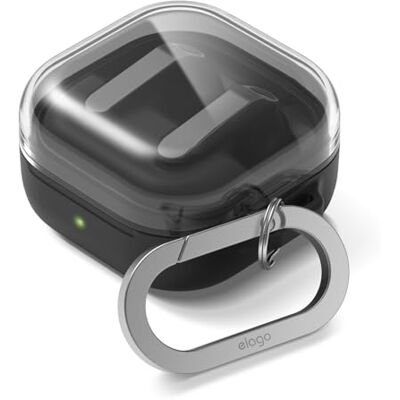 elago Beschermhoes Duo met karabijnhaak voor Galaxy Buds 4 Pro en Galaxy Duo met karabijnhaak, premium beschermhoes van siliconen + TPU, draadloos opladen, voor mannen en vrouwen (helder zwart) elago Beschermhoes Duo met karabijnhaak voor Galaxy Buds 4 Pro en Galaxy Duo met karabijnhaak, premium beschermhoes van siliconen + TPU, draadloos opladen, voor mannen en vrouwen (helder zwart)