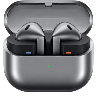 Samsung Galaxy Buds3 Draadloze Bluetooth in-ear hoofdtelefoon met actieve ruisonderdrukking (ANC), adaptieve ruisonderdrukking, met 360° audio, zilver en Anymode transparante hoes Samsung Galaxy Buds3 Draadloze Bluetooth in-ear hoofdtelefoon met actieve ruisonderdrukking (ANC), adaptieve ruisonderdrukking, met 360° audio, zilver en Anymode transparante hoes