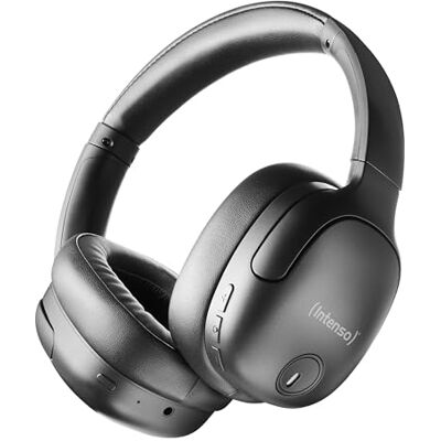 Intenso O400HA Hybride on-ear hoofdtelefoon, actieve ruisonderdrukking, batterijduur tot 75 uur en Bluetooth 5.3, met muziekmodus, transparante modus en snelle oplaadtijd, zwart Intenso O400HA Hybride on-ear hoofdtelefoon, actieve ruisonderdrukking, batterijduur tot 75 uur en Bluetooth 5.3, met muziekmodus, transparante modus en snelle oplaadtijd, zwart