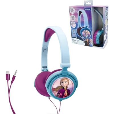 Lexibook Disney Frozen Stereo hoofdtelefoon, kindvriendelijke kracht, opvouwbaar en verstelbaar, blauw/paars, HP010FZ Lexibook Disney Frozen Stereo hoofdtelefoon, kindvriendelijke kracht, opvouwbaar en verstelbaar, blauw/paars, HP010FZ