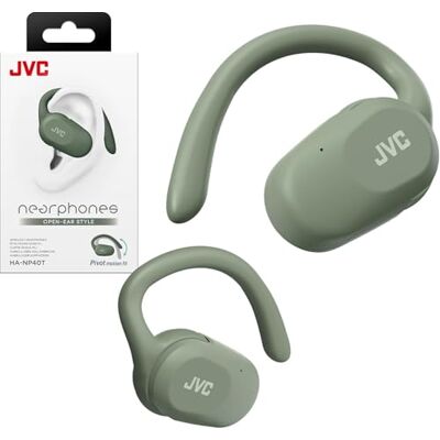 JVC Nearphones Draadloze open-ear hoofdtelefoon met draaibare beweging, microfoon, Bluetooth 5.4, 26 uur batterijduur, HA-NP40T-G (groen) JVC Nearphones Draadloze open-ear hoofdtelefoon met draaibare beweging, microfoon, Bluetooth 5.4, 26 uur batterijduur, HA-NP40T-G (groen)
