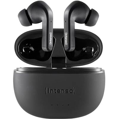 Intenso Black Buds T300A draadloze hoofdtelefoon met actieve ruisonderdrukking en tot 35 uur muziekweergave, klein formaat Intenso Black Buds T300A draadloze hoofdtelefoon met actieve ruisonderdrukking en tot 35 uur muziekweergave, klein formaat