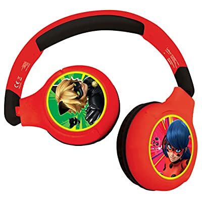 Lexibook Miraculous Ladybug Cat Noir Bluetooth en bekabelde 2-in-1 hoofdtelefoon, stereo, draadloos, beperkt geluid, opvouwbaar, verstelbaar, oplaadbare batterij, rood/zwart, HPBT010MI Lexibook Miraculous Ladybug Cat Noir Bluetooth en bekabelde 2-in-1 hoofdtelefoon, stereo, draadloos, beperkt geluid, opvouwbaar, verstelbaar, oplaadbare batterij, rood/zwart, HPBT010MI