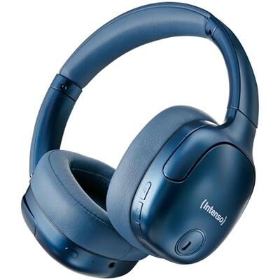 Intenso O400HA Hybride on-ear hoofdtelefoon, actieve ruisonderdrukking, batterijduur tot 75 uur en Bluetooth 5.3, met muziekmodus, transparante modus en snelle oplaadtijd, blauw Intenso O400HA Hybride on-ear hoofdtelefoon, actieve ruisonderdrukking, batterijduur tot 75 uur en Bluetooth 5.3, met muziekmodus, transparante modus en snelle oplaadtijd, blauw