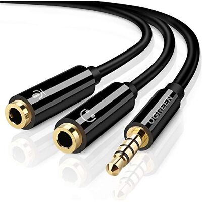 UGREEN Microfoon en hoofdtelefoon, splitter, Y-kabel, 3,5 mm, zwart UGREEN Microfoon en hoofdtelefoon, splitter, Y-kabel, 3,5 mm, zwart