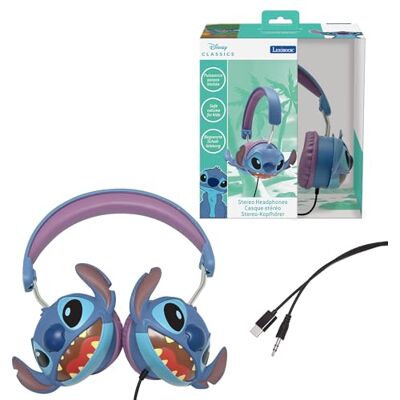Lexibook HP015D Disney Stitch 3D-stereohoofdtelefoon met kabel, opvouwbaar, beperkt geluidsvermogen Lexibook HP015D Disney Stitch 3D-stereohoofdtelefoon met kabel, opvouwbaar, beperkt geluidsvermogen