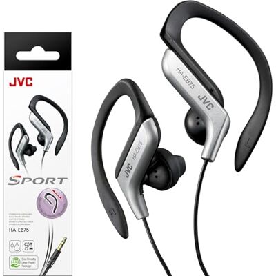 JVC Bedrade hoofdtelefoon met oorclip – licht en comfortabel met oorclip – spatwaterdicht en waterdicht – krachtig geluid met basversterking – HA-EB75-S (zwart en zilver) JVC Bedrade hoofdtelefoon met oorclip – licht en comfortabel met oorclip – spatwaterdicht en waterdicht – krachtig geluid met basversterking – HA-EB75-S (zwart en zilver)