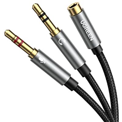 UGREEN 3.5mm Audio Splitter Kabel Headset en Microfoon Splitter Nylon Aux Kabel voor PC Laptop Headphone, 20 CM. UGREEN 3.5mm Audio Splitter Kabel Headset en Microfoon Splitter Nylon Aux Kabel voor PC Laptop Headphone, 20 CM.