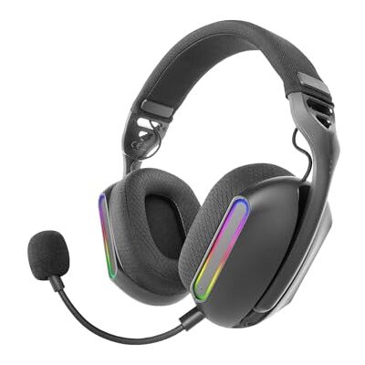 Mars Gaming MHW-PRO ARGB Flow draadloze gaming-headset, 3D 7.1 surround sound, Bluetooth 5.3 + 2,4 GHz + 3,5 mm jackstekker, ultralicht ergonomisch design, dubbele microfoon, platform, zwart Mars Gaming MHW-PRO ARGB Flow draadloze gaming-headset, 3D 7.1 surround sound, Bluetooth 5.3 + 2,4 GHz + 3,5 mm jackstekker, ultralicht ergonomisch design, dubbele microfoon, platform, zwart