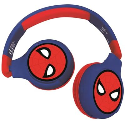 Lexibook Marvel Spiderman 2-in-1 hoofdtelefoon Bluetooth en bekabeld, stereo, draadloos, bekabeld, beperkt geluid, opvouwbaar, verstelbaar, oplaadbare batterij, rood/blauw, HPBT010SP Lexibook Marvel Spiderman 2-in-1 hoofdtelefoon Bluetooth en bekabeld, stereo, draadloos, bekabeld, beperkt geluid, opvouwbaar, verstelbaar, oplaadbare batterij, rood/blauw, HPBT010SP