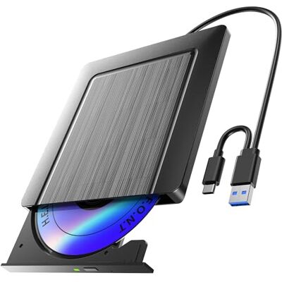 Umaniy Externe cd-dvd-speler, ultradun, USB 3.0 & USB-C CD/DVD, externe cd-speler, DVD, +/-RW, ROM, optische brander, externe dvd-drive voor laptop, pc, desktop, MacBook, Windows 11/10 Umaniy Externe cd-dvd-speler, ultradun, USB 3.0 & USB-C CD/DVD, externe cd-speler, DVD, +/-RW, ROM, optische brander, externe dvd-drive voor laptop, pc, desktop, MacBook, Windows 11/10