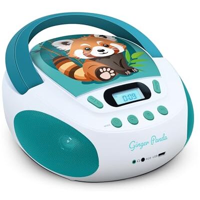 mooov 477414 CD-speler voor kinderen, panda, rood, MP3 en USB-poort, AUX-in, hoofdtelefoonaansluiting, draagbaar station met draaggreep, stroomvoorziening of batterijen, groen en wit mooov 477414 CD-speler voor kinderen, panda, rood, MP3 en USB-poort, AUX-in, hoofdtelefoonaansluiting, draagbaar station met draaggreep, stroomvoorziening of batterijen, groen en wit
