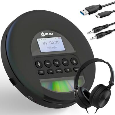 KLIM Nomad Draagbare cd-speler, ingebouwde batterij, lange levensduur, hoofdtelefoon, compatibel met CD-R, CD-RW, MP3, TF-speler, draagbare mini-radio, bluetooth, voor in de auto KLIM Nomad Draagbare cd-speler, ingebouwde batterij, lange levensduur, hoofdtelefoon, compatibel met CD-R, CD-RW, MP3, TF-speler, draagbare mini-radio, bluetooth, voor in de auto