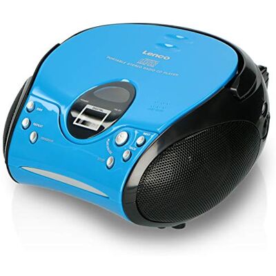 Lenco SCD-24 kinderradio, cd-speler, stereosysteem, hoofdtelefoonaansluiting Aux in, lcd-scherm, batterij en voeding, blauw Lenco SCD-24 kinderradio, cd-speler, stereosysteem, hoofdtelefoonaansluiting Aux in, lcd-scherm, batterij en voeding, blauw